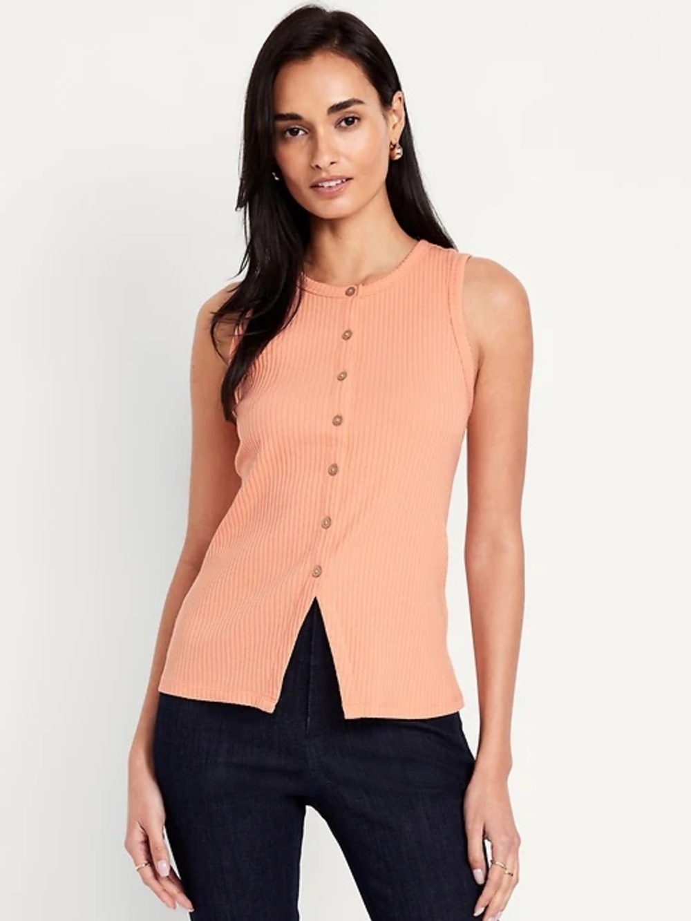Old Navy Peach Ribbed Button-Front Tank